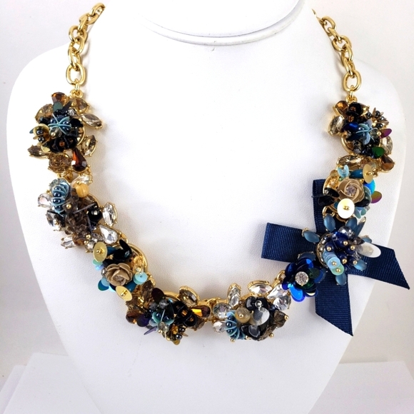 Talbots statement necklace blue teal gold purple pink stunning details - Picture 14 of 15